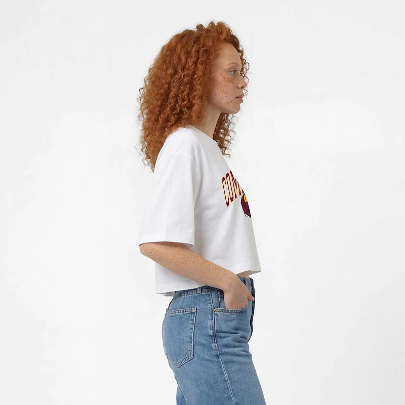 Women's Champion  White Washington Commanders Boyfriend Cropped T-Shirt