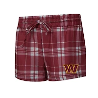 Women's Concepts Sport  Heather Gray/Burgundy Washington Commanders Regulate Plaid Long-Sleeve T-Shirt & Shorts Sleep Set