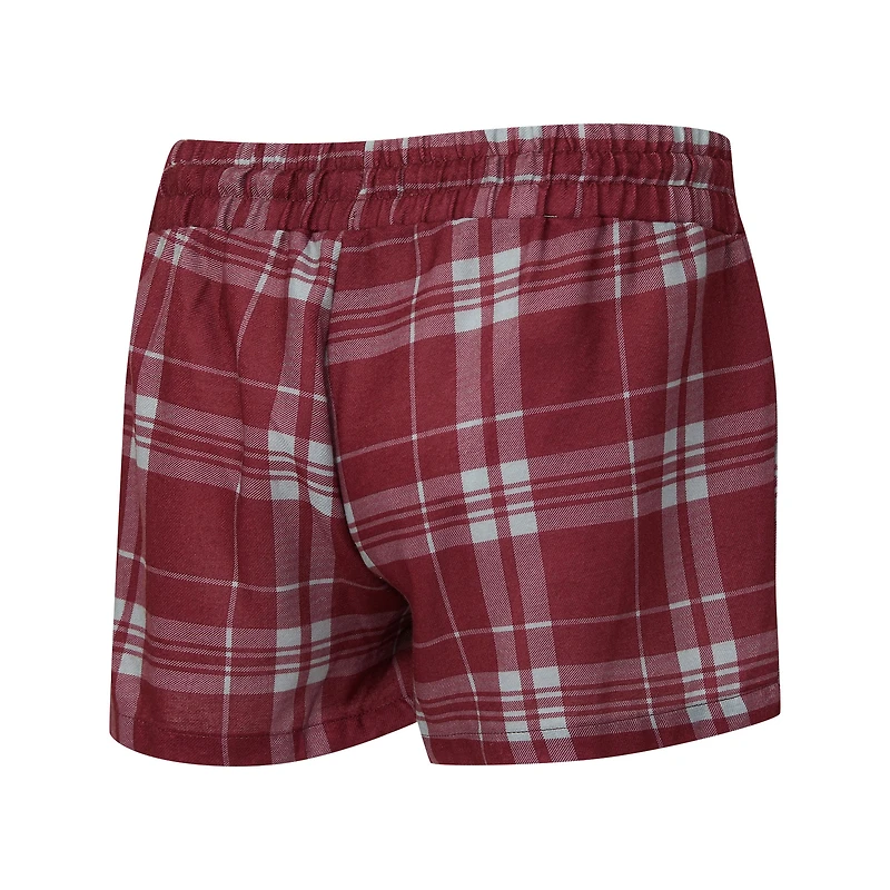 Ensemble pyjama pour femme Concepts Sport Heather Gray/Bordeaux Washington Commanders Regulate à carreaux, composé d'un t-shirt manches longues et short.