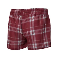 Ensemble pyjama pour femme Concepts Sport Heather Gray/Bordeaux Washington Commanders Regulate à carreaux, composé d'un t-shirt manches longues et short.