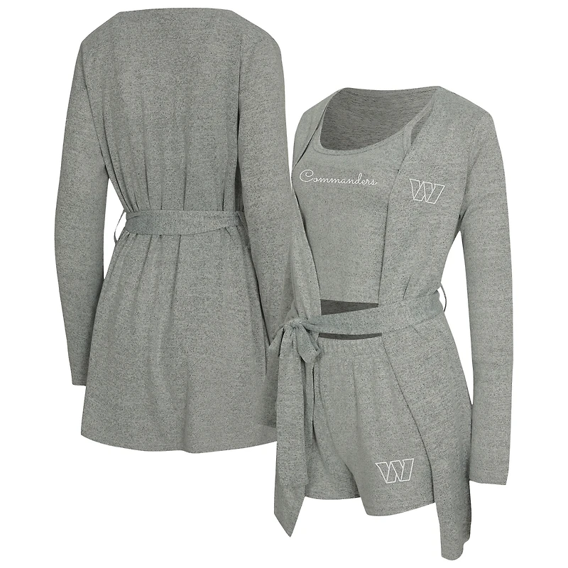 Ensemble débardeur, short et peignoir Rigor Washington Commanders de Concepts Sport pour femme, gris chiné