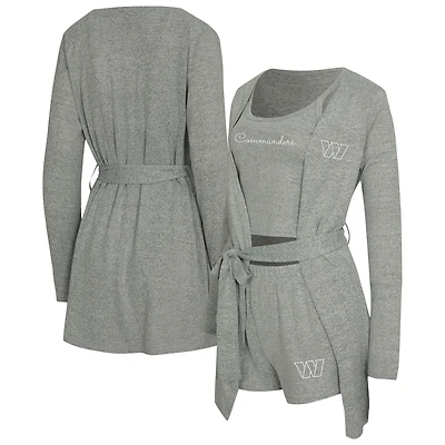 Ensemble débardeur, short et peignoir Rigor Washington Commanders de Concepts Sport pour femme, gris chiné