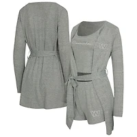 Ensemble débardeur, short et peignoir Rigor Washington Commanders de Concepts Sport pour femme, gris chiné