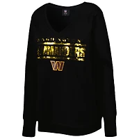 Chandail à encolure en V avec logo sequins Washington Commanders Cuce pour femmes, noir