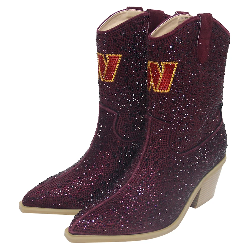 Bottines à cristaux Washington Commanders bordeaux Cuce pour femmes