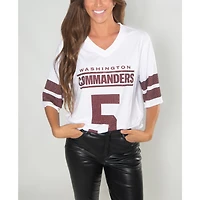 Women's Cuce Jayden Daniels White Washington Commanders Crystal V-Neck Tunic