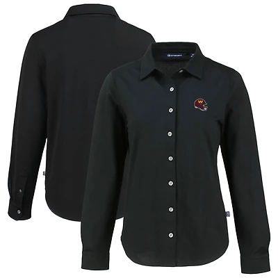 Women's Cutter & Buck Black Washington Commanders  Advantage Eco Soft Pique Tri-Blend Long Sleeve Button-Up Shirt