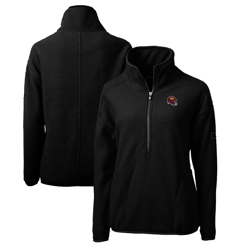 Veste polaire demi-zippée en sherpa écologique Cascade pour femme, coupe-vent et buck, avec logo du casque des Washington Commanders, noir