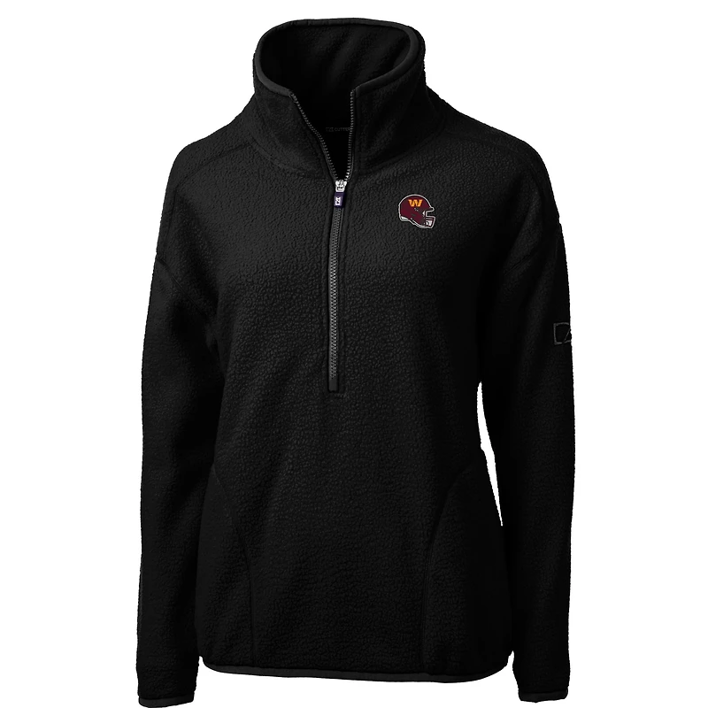 Veste polaire demi-zippée en sherpa écologique Cascade pour femme, coupe-vent et buck, avec logo du casque des Washington Commanders, noir