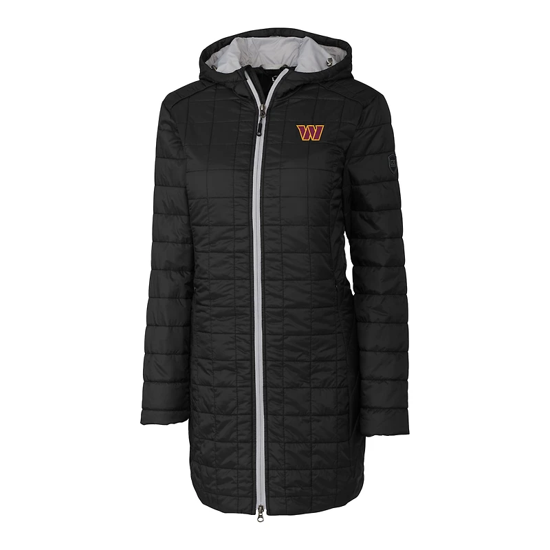 Women's Cutter & Buck Navy Washington Commanders Americana Rainier PrimaLoft® Eco Insulated Full-Zip Hooded Long Coat