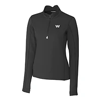 Women's Cutter & Buck White Washington Commanders Traverse Stretch DryTec Quarter-Zip Top