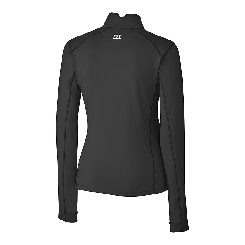 Haut à col zippé Cutter & Buck White Washington Commanders Traverse Stretch DryTec pour femme