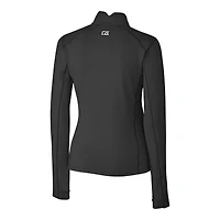 Haut à col zippé Cutter & Buck White Washington Commanders Traverse Stretch DryTec pour femme