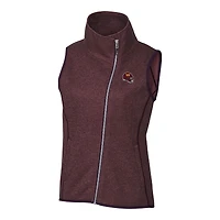Women's Cutter & Buck  Burgundy Washington Commanders Helmet Logo Mainsail Sweater-Knit Full-Zip Asymmetrical Vest