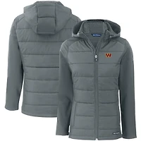 Veste à capuche entièrement zippée et recyclée en softshell hybride PrimaLoft Eco pour femme, coupe-vent gris Washington Commanders Evoke
