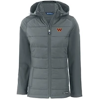 Veste à capuche entièrement zippée et recyclée en softshell hybride PrimaLoft Eco pour femme, coupe-vent gris Washington Commanders Evoke