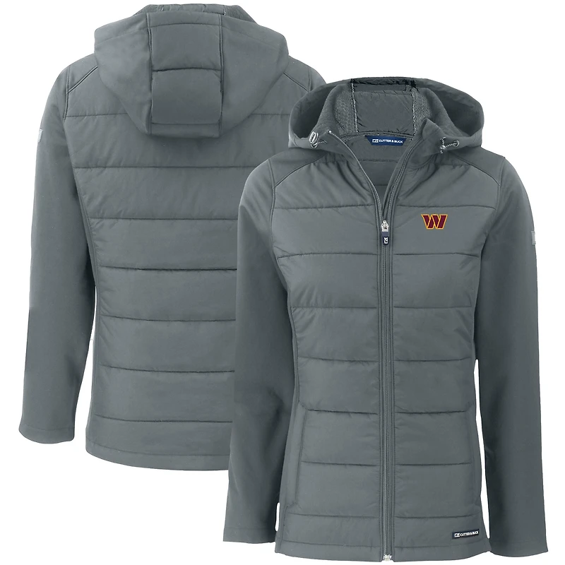 Veste à capuche entièrement zippée et recyclée en softshell hybride PrimaLoft Eco pour femme, coupe-vent gris Washington Commanders Evoke