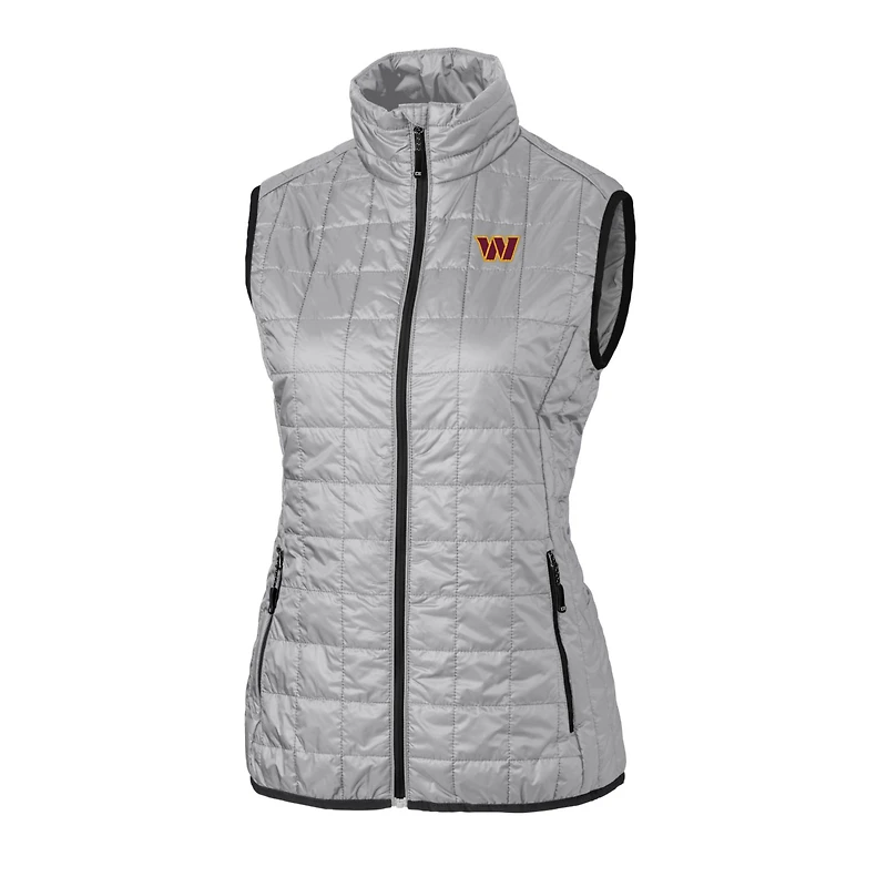 Gilet matelassé entièrement zippé PrimaLoft Eco pour femme, gris, des Washington Commanders, de Cutter & Buck