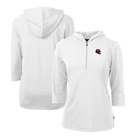 Sweat à capuche demi-zippé recyclé DryTec Virtue Eco Pique pour femme, blanc, avec logo casque des Washington Commanders, Cutter & Buck