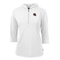 Sweat à capuche demi-zippé recyclé DryTec Virtue Eco Pique pour femme, blanc, avec logo casque des Washington Commanders, Cutter & Buck