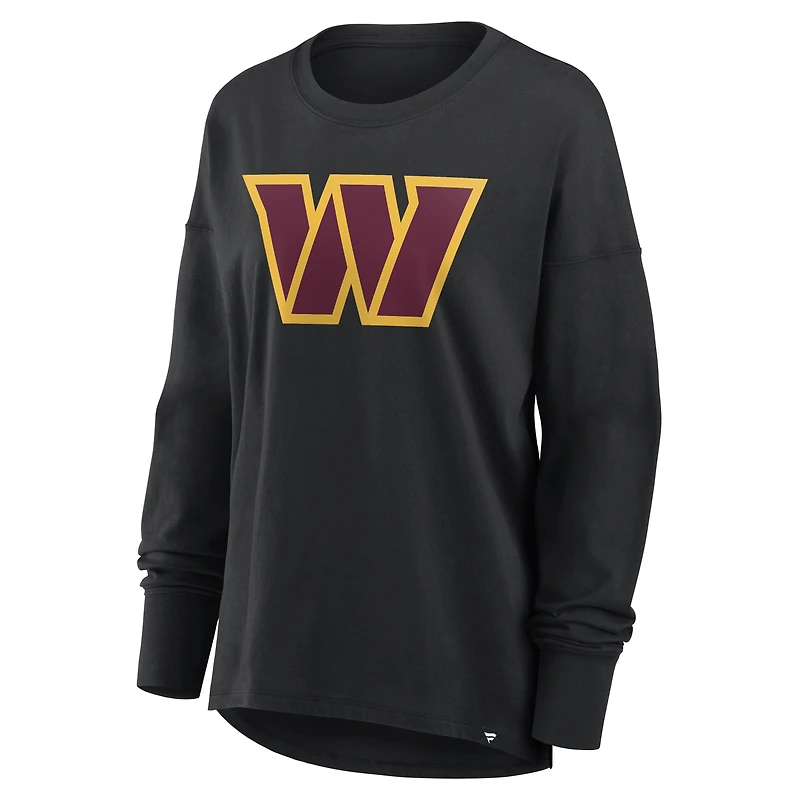 Women's Fanatics Black Washington Commanders Relaxed Hip Essential Long Sleeve T-Shirt