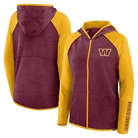 Women's Fanatics Burgundy/Gold Washington Commanders Redzone End Around Pass Raglan Full-Zip Hoodie