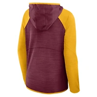 Sweat à capuche zippé raglan pour femme, bordeaux/or, Washington Commanders Redzone End Around Pass