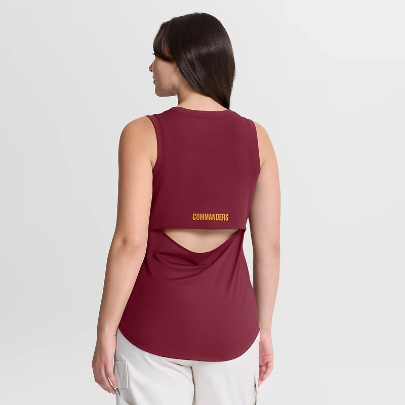 Débardeur de performance Fanatics bordeaux Washington Commanders pour femme, dos en maille drapée