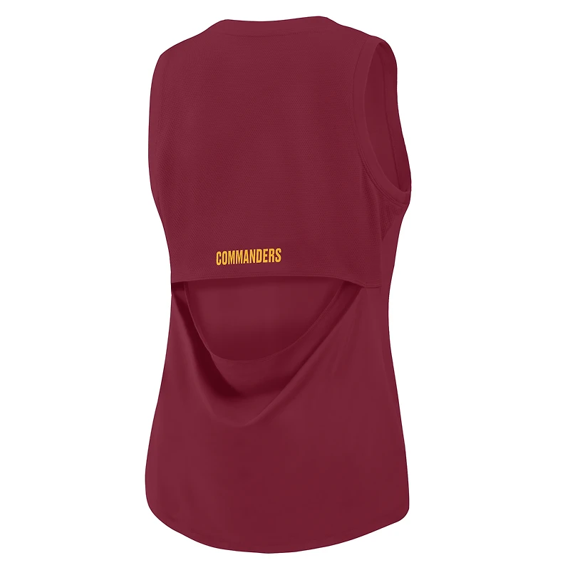 Débardeur de performance Fanatics bordeaux Washington Commanders pour femme, dos en maille drapée