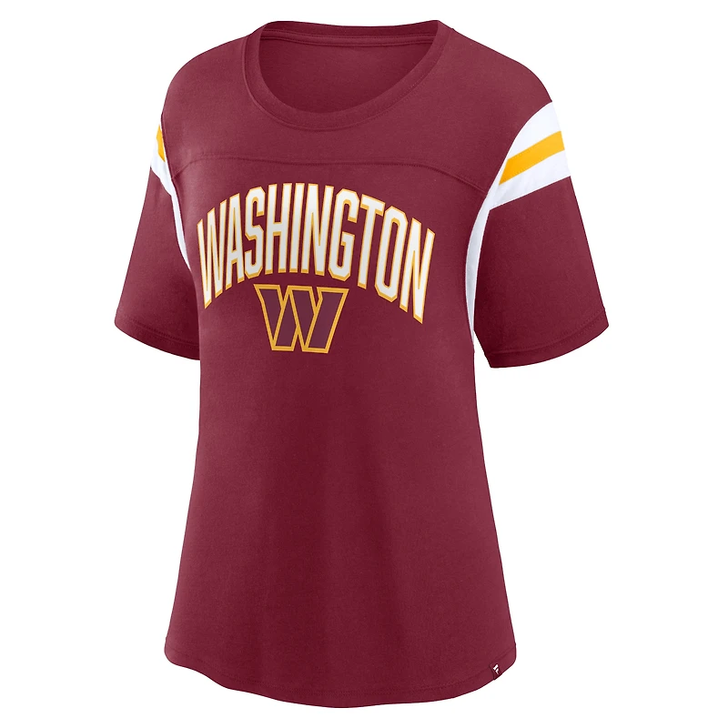 T-shirt Fanatics bordeaux Washington Commanders Earned Stripes pour femmes