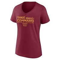 T-shirt à col en V pour femmes Fanatics bordeaux Washington Commanders Hometown Defensive Stand