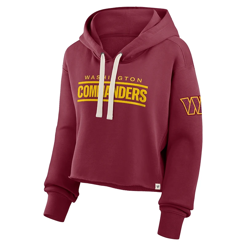 Sweat à capuche court surdimensionné bordeaux Washington Commanders Fanatics pour femmes