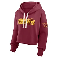 Sweat à capuche court surdimensionné bordeaux Washington Commanders Fanatics pour femmes