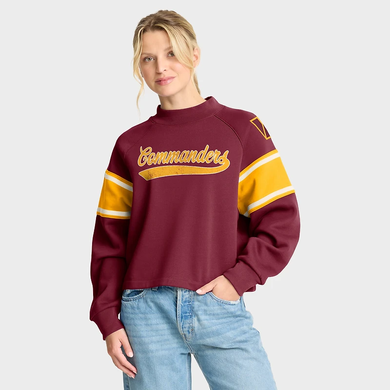 Women's Fanatics Burgundy Washington Commanders Oversized Hometown Toss Sweep Mock Neck Pullover