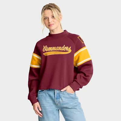 Women's Fanatics Burgundy Washington Commanders Oversized Hometown Toss Sweep Mock Neck Pullover