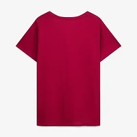 T-shirt à col en V Fanatics bordeaux pour femme, Washington Commanders, grandes tailles, logo Arch Over