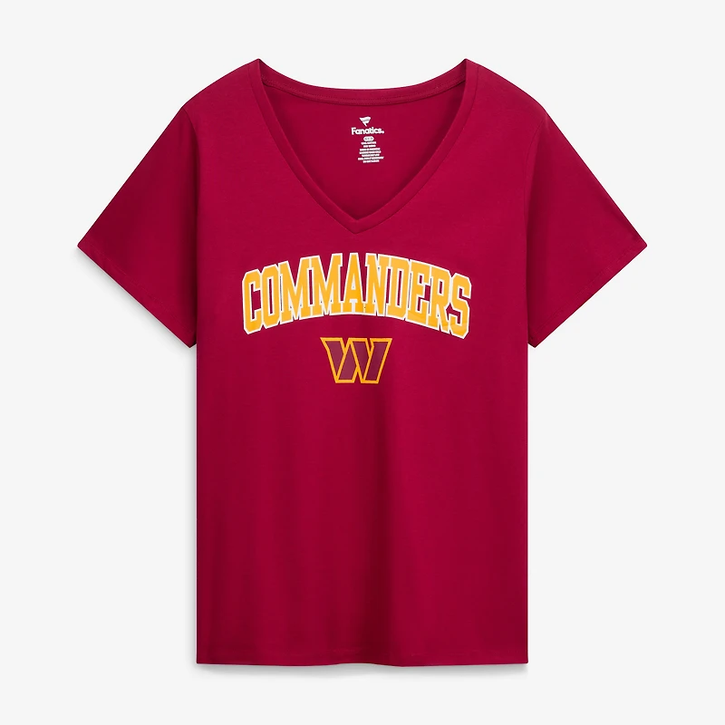 Women's Fanatics Burgundy Washington Commanders Plus Arch Over Logo V-Neck T-Shirt
