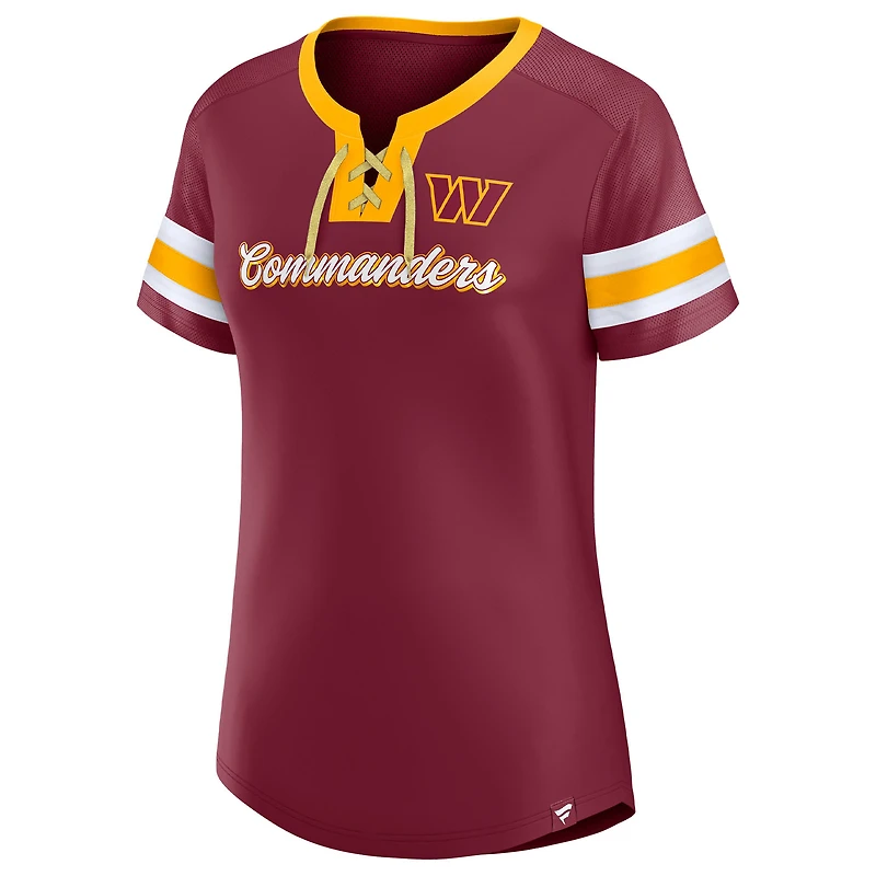 T-shirt à lacets taille plus Original State Fanatics pour femmes, bordeaux, Washington Commanders