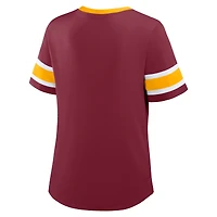 T-shirt à lacets et col en V Red Zone Athena pour femme, bordeaux, Washington Commanders, grande taille