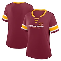 T-shirt à lacets et col en V Red Zone Athena pour femme, bordeaux, Washington Commanders, grande taille