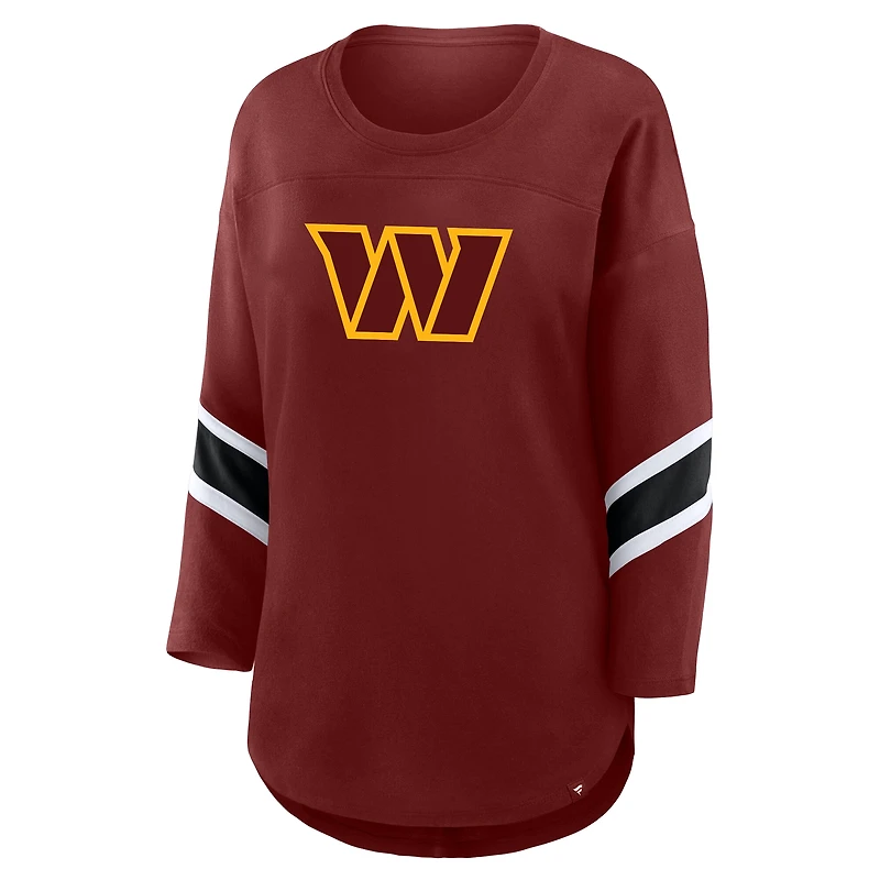 Women's Fanatics Burgundy Washington Commanders Plus Redzone 3/4-Sleeve Scoop Neck T-Shirt