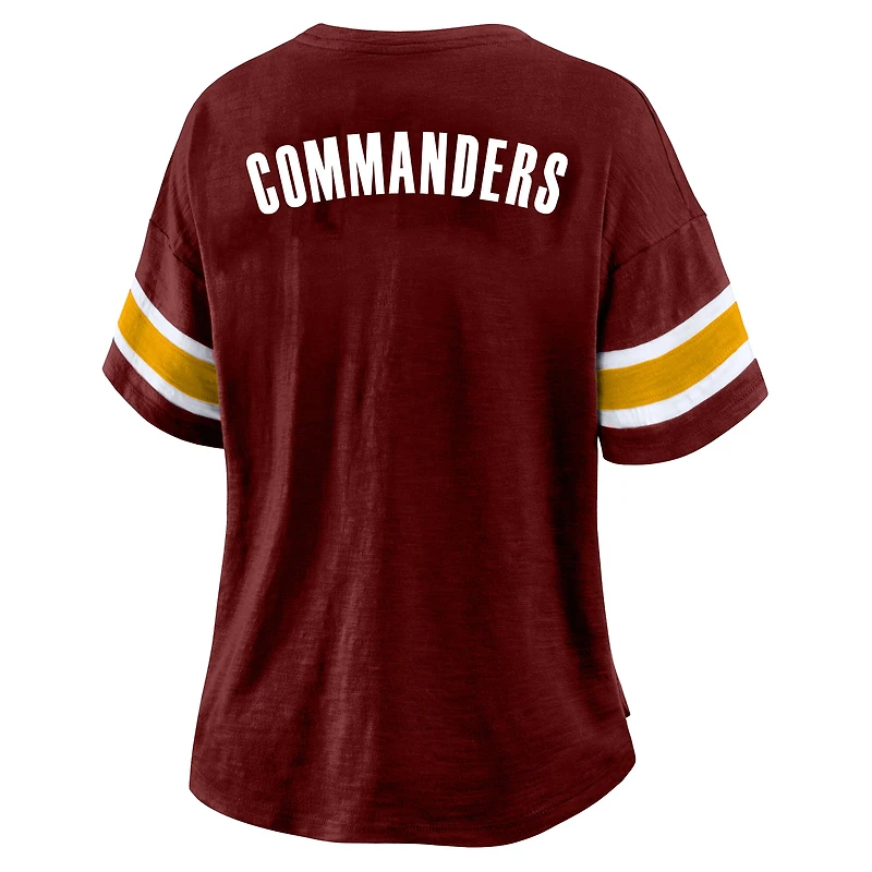 Women's Fanatics Burgundy Washington Commanders Plus Redzone Notch Neck T-Shirt