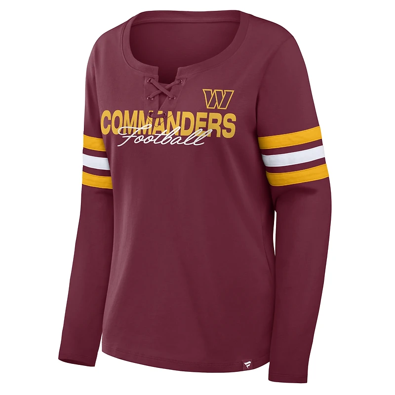 Women's Fanatics Burgundy Washington Commanders Team First Coverage Scheme Lace-Up Long Sleeve T-Shirt