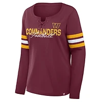 Women's Fanatics  Burgundy Washington Commanders Team First Coverage Scheme Lace-Up Long Sleeve T-Shirt