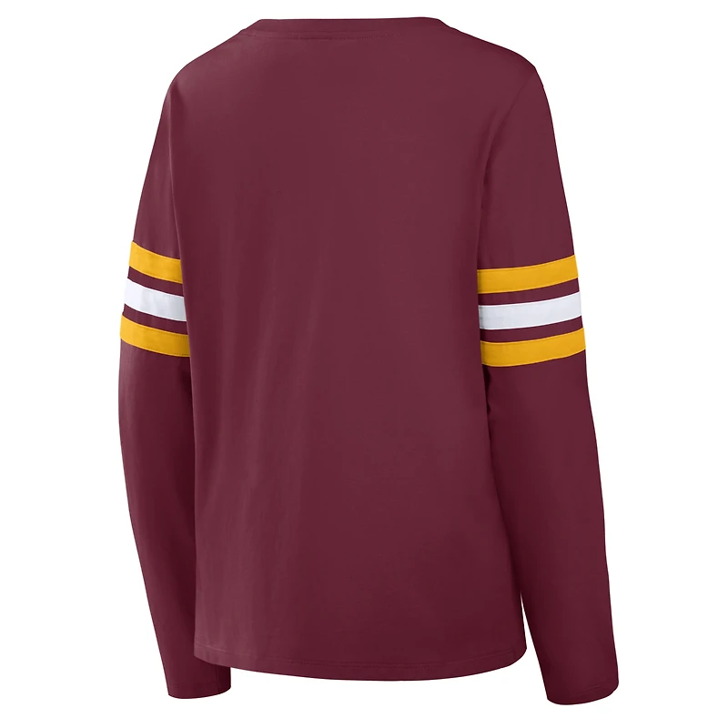 Women's Fanatics Burgundy Washington Commanders Team First Coverage Scheme Lace-Up Long Sleeve T-Shirt