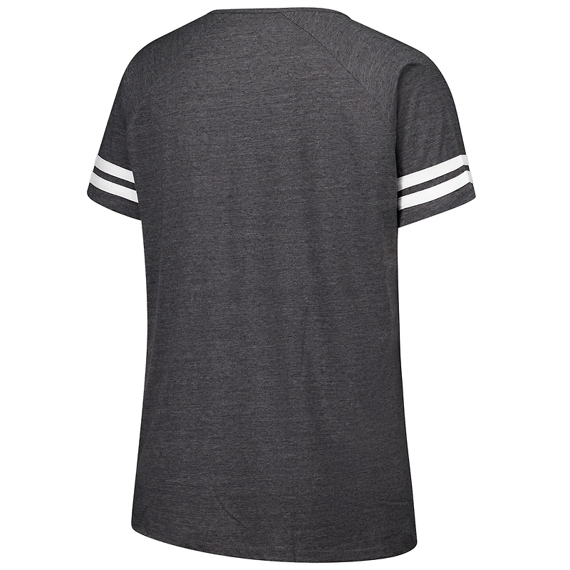 T-shirt rayé à col cranté raglan pour femmes Fanatics Charcoal Washington Commanders, grande taille