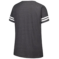 T-shirt rayé à col cranté raglan pour femmes Fanatics Charcoal Washington Commanders, grande taille