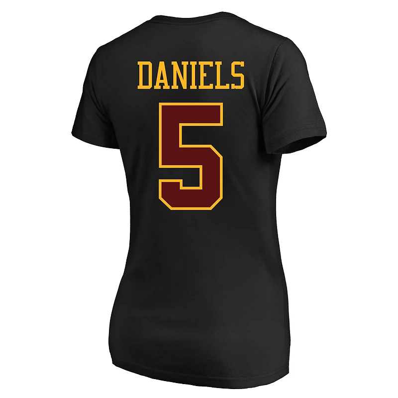 Women's Fanatics Jayden Daniels Black Washington Commanders Plus Name & Number V-Neck T-Shirt