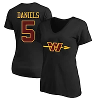 Women's Fanatics Jayden Daniels Black Washington Commanders Plus Name & Number V-Neck T-Shirt