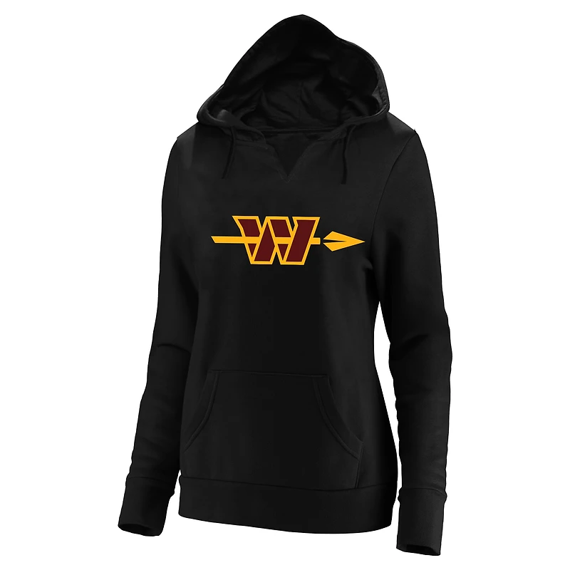 Sweat à capuche col en V pour femme, Fanatics Jayden Daniels, Washington Commanders, noir, grande taille, nom et numéro du joueur